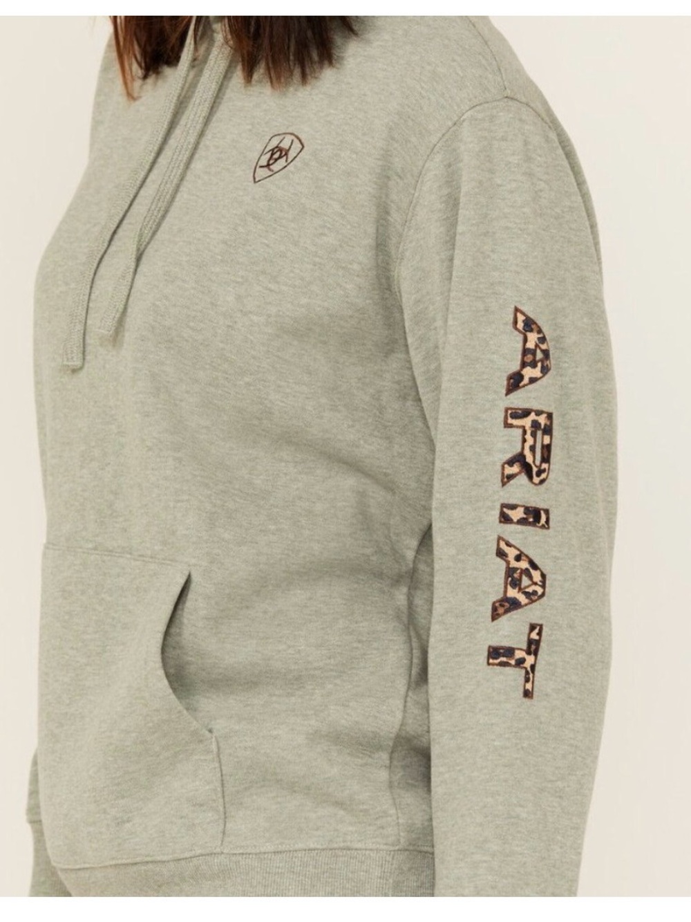 Ariat Pullover Hoodie with Leopard Print 'ARIAT' Sleeve